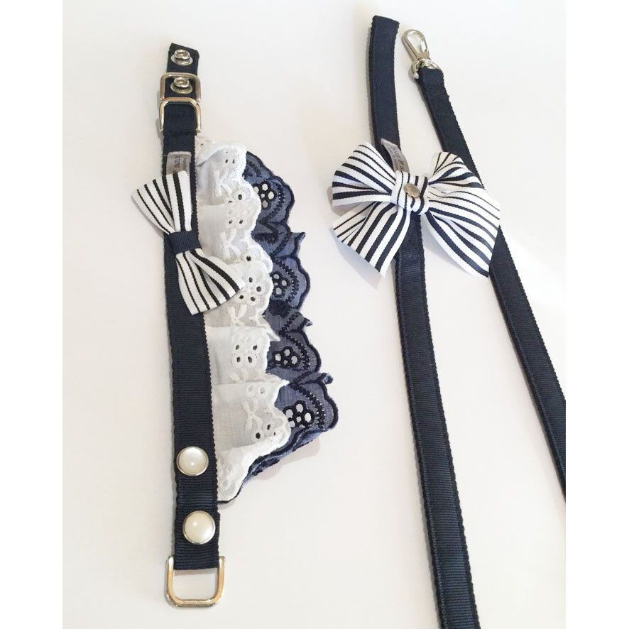 bonyndog【正規輸入】スクールルック　首輪＆リード　ネイビー 0044