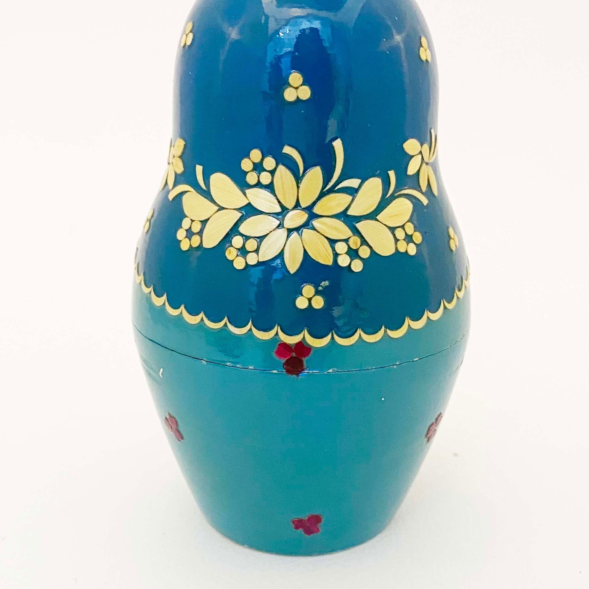 麦わらノーリンスク産マトリョーシカ / 青い伝統衣装7個組