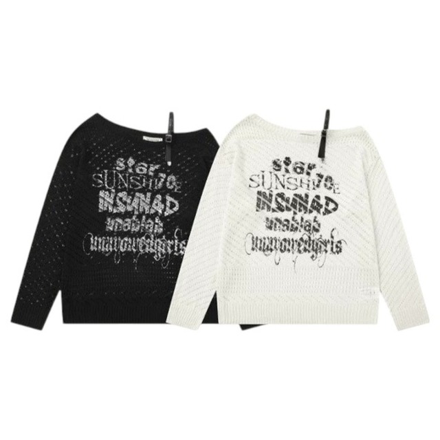 ベルトストラップメッシュワンショルダートップス 2col R02578