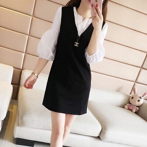 ワンピース シャツワンピース ミニワンピース フェイクツーピース ミニ丈 ショート丈 7分袖 ボリューム袖 ランタンスリーブ Vネック スリム タイト 細身 切り替え かわいい 大人可愛い きれいめ 上品 エレガント 清楚 シック おしゃれ 綺麗 お嬢様 おとな こなれ感 ラブリー キュート ガーリー 抜け感 チェック柄 格子柄 ストライプ OL 通勤 デート お出かけ 女子会 休日 パーティー イベント L XL 2XL 3XL 4XL 大きいサイズ ブラック 10代 20代 30代 普段使い 送料無料