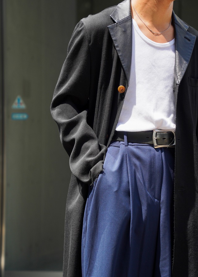 Comme des garçons HOMME PLUS EVERGREEN AD2007 leather collar cut off coat