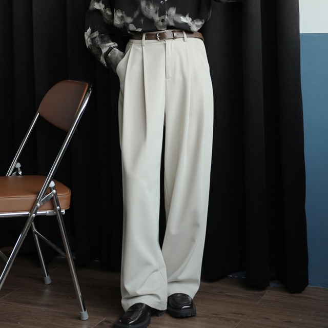 パンツ ワイド レトロ スーツ生地 ホワイト [B1114]　【A2018とセット商品】