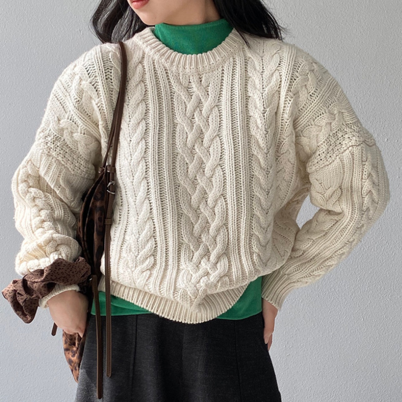 cable knit pullover　J00346