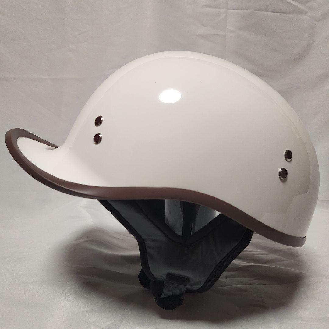 ダックテールヘルメット　バイザー付　ホワイト　半帽　キャップ型　半ヘル