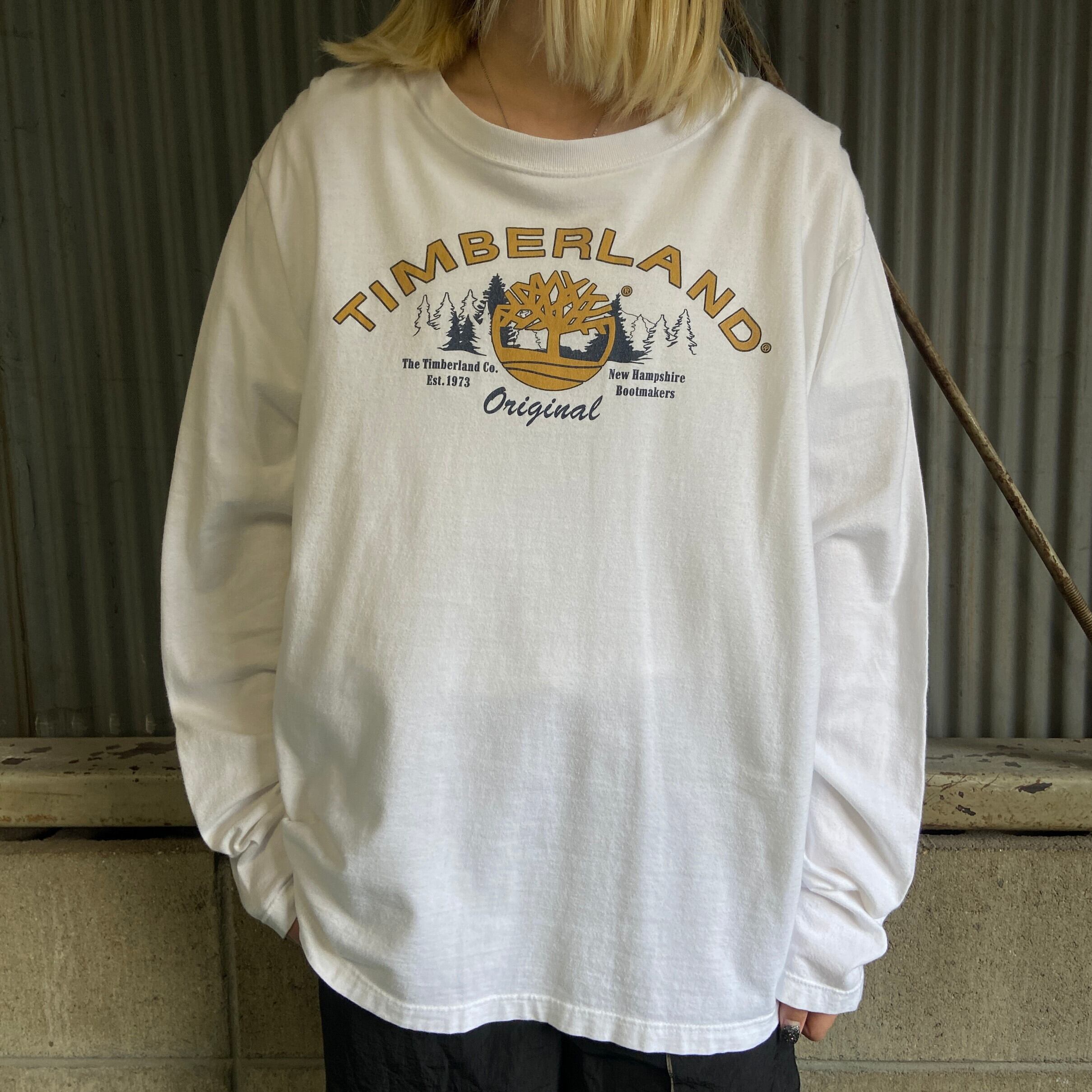 USA製 90年代 Timberland ティンバーランド ロゴプリント ロングT