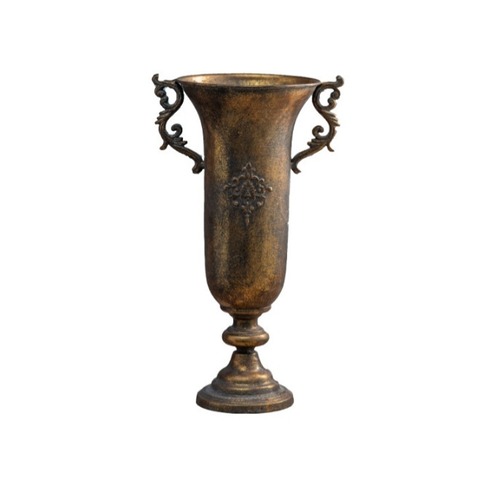 花瓶 アンティーク クラシック 装飾 取っ手付き フラワーベース ヴィンテージ風 レトロ インテリア 花器 トロフィー型 エレガント 高級感 置物