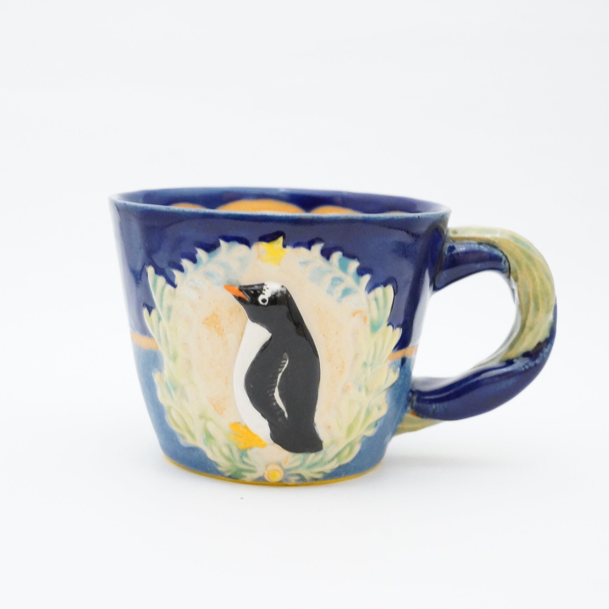 【白木千華】マグカップ もりもりペンギン ねじねじとって 12-B