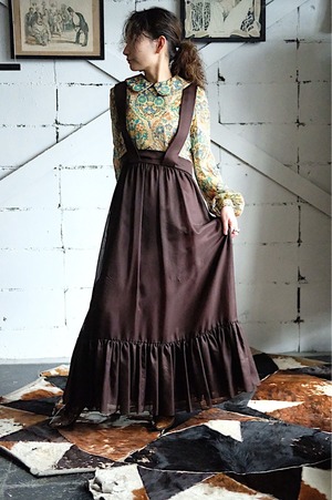 70s brown × print dress