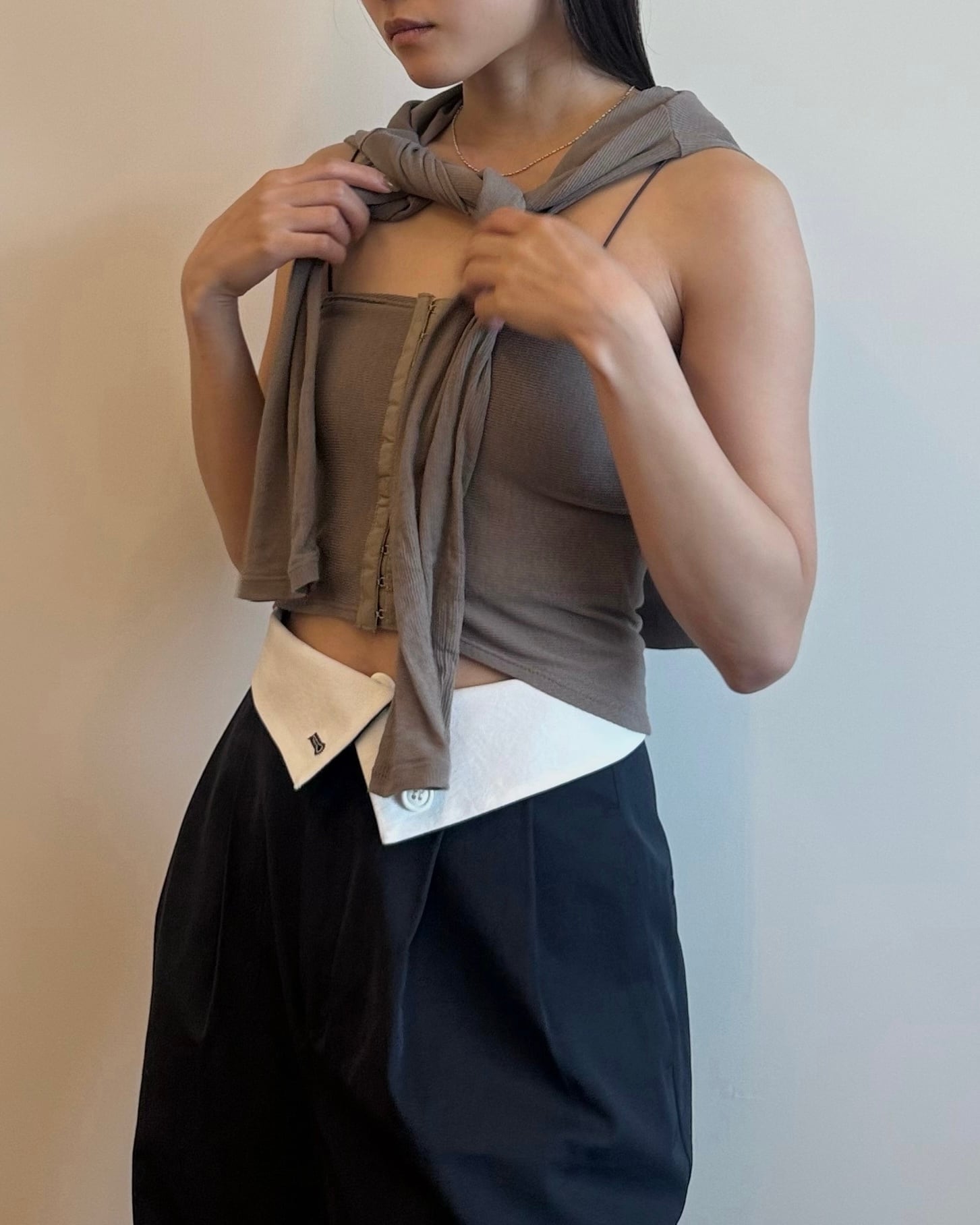 bustier set tops 【beige】 | quūi
