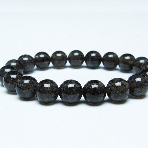 ブラックルチルクォーツ ブレスレット 10mm ブラックトルマリン トルマリネイテッドクォーツ 一点物 メール便可 [M便 1/10] 111-47096