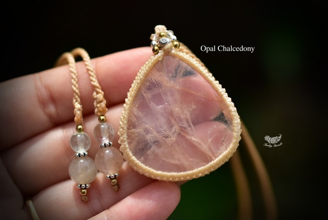 ピンク模様★ヘマタイトインクォーツ マクラメペンダント 27