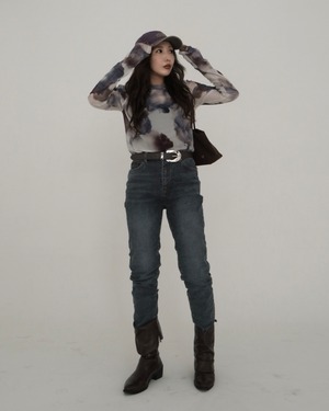 11月上旬ご予約Color-block stretch inner top／White