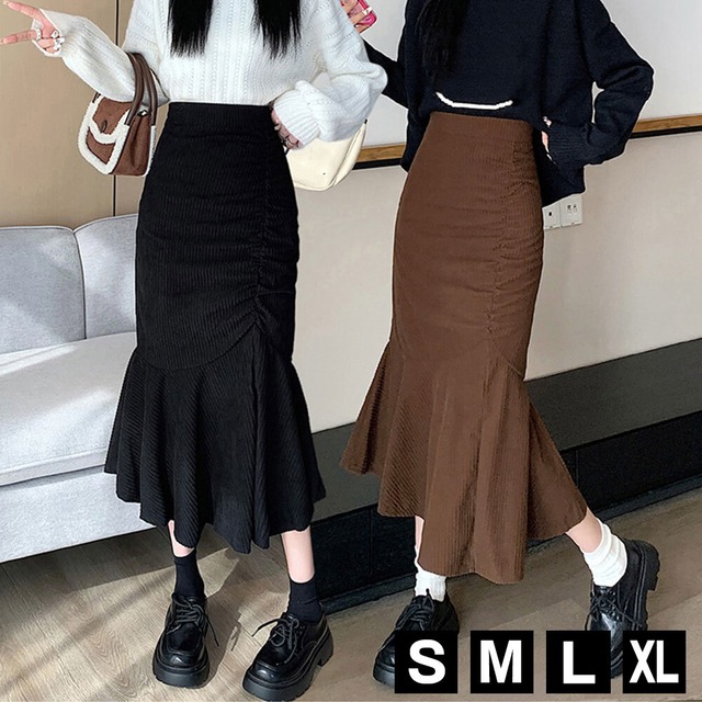 マーメイドスカート レディース 秋冬 大人 きれいめ かわいい おしゃれ カジュアル コーデュロイ ハイウエスト 大人可愛い 大人女子