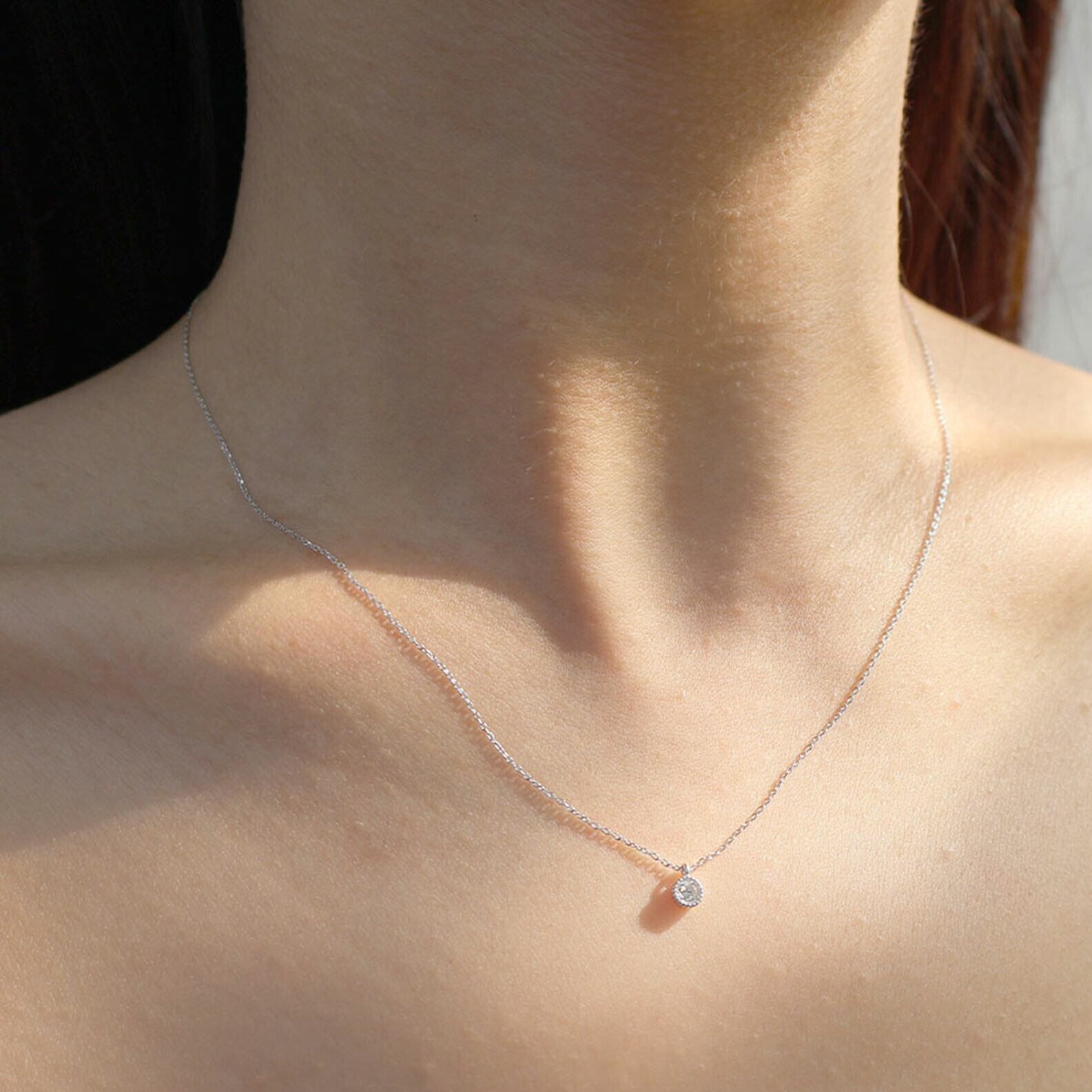 【シルバー925】金属アレルギー対応 キュービックジルコニア ネックレス silver925 韓国製