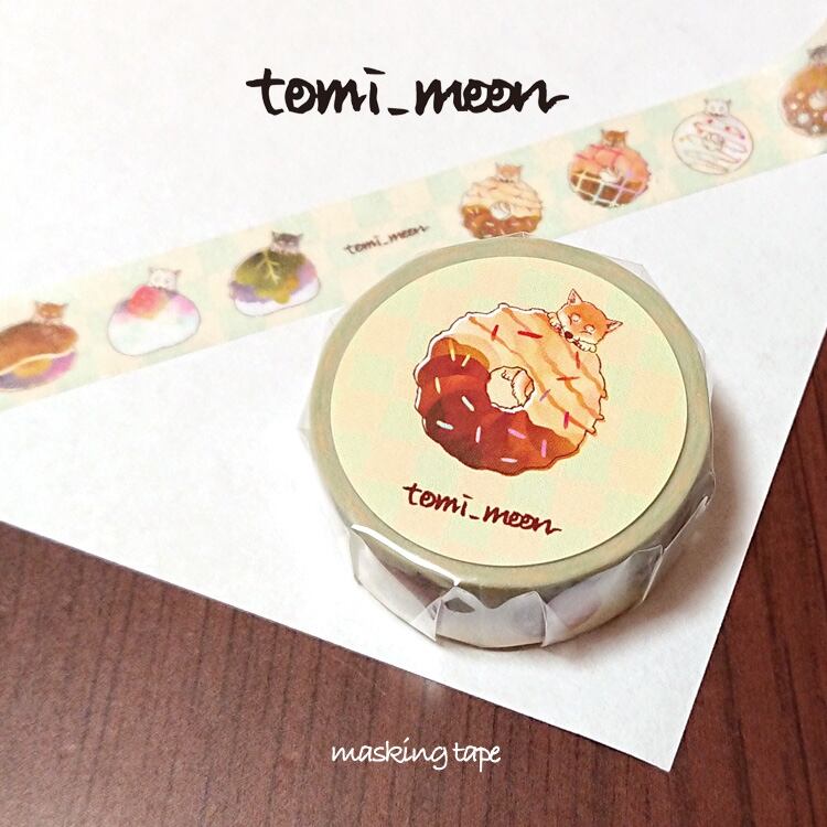 tomi_moon】柴犬ドーナツ&和菓子のマスキングテープ 犬 シール