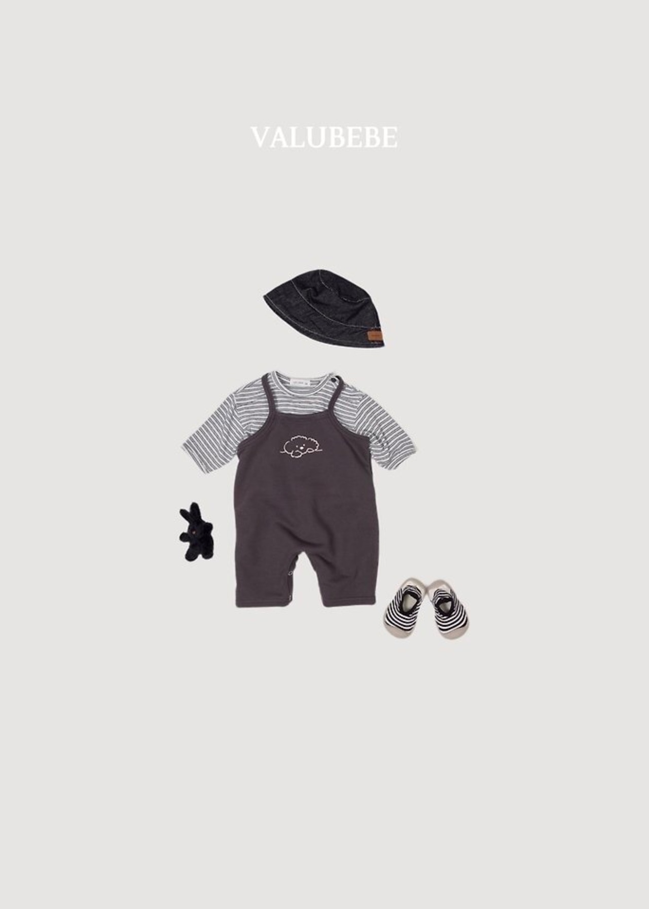 韓国子供服 / 26Autumn / 〖取寄〗valubebe / ストライプ ボタンTシャツ / ベビー服 / キッズ服 *6M~S*