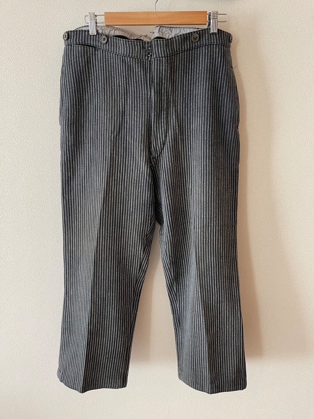 1940s French Vintage cotton stripe pique pants