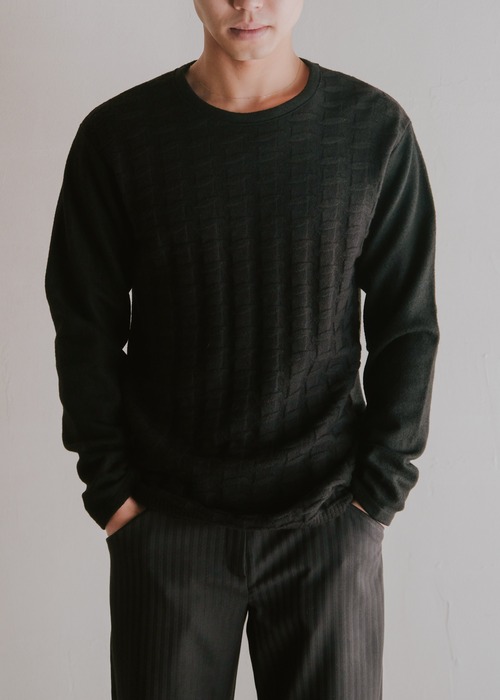 Y's for men 02AW textured crew neck knit