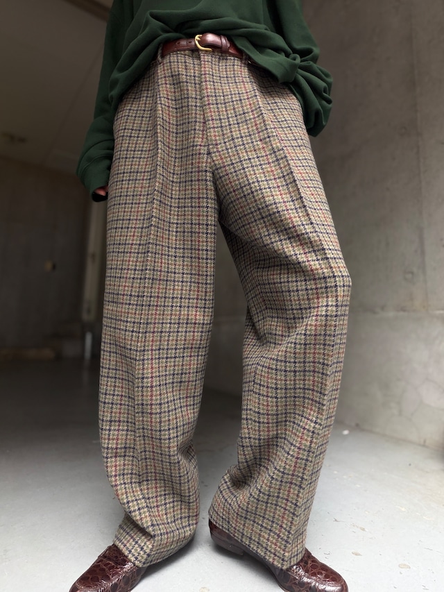 （PT955）90’s old Eddie Bauer checked wool slacks