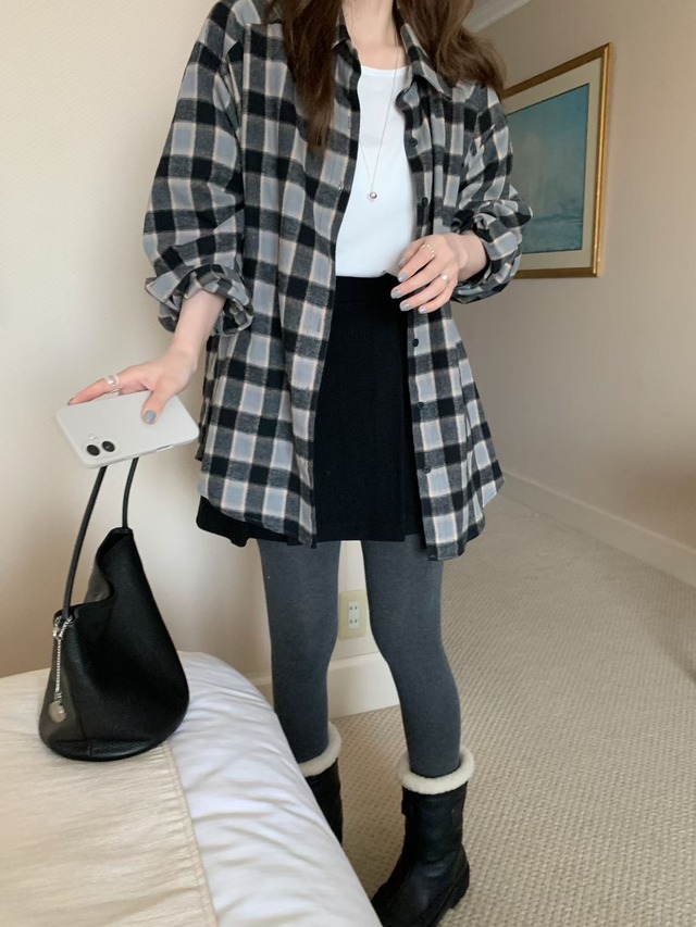 (予約) mellounge / Beat check shirt 2color