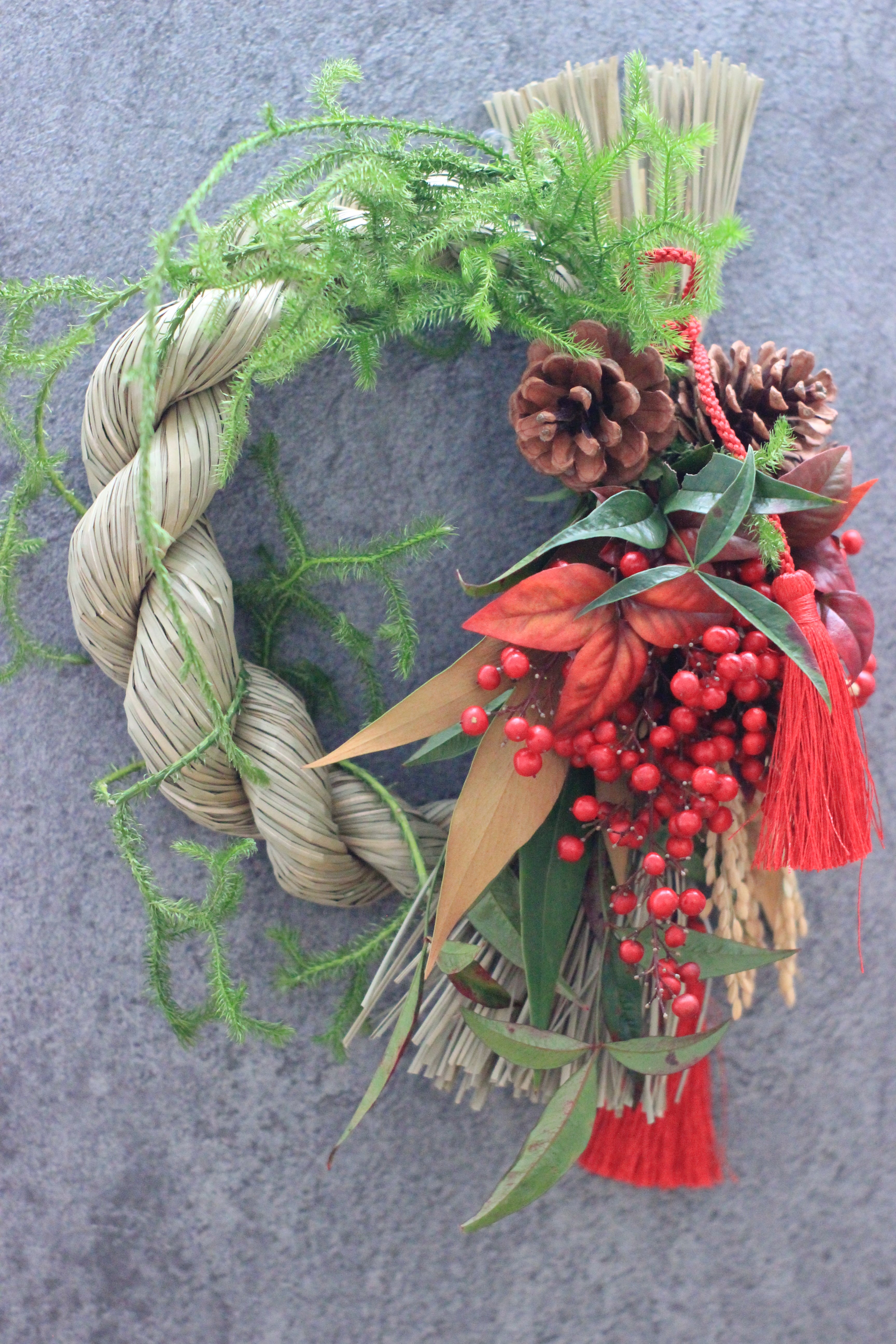 お正月 南天とヒカゲカズラのお飾り A | PORTE BONHEUR fleurs