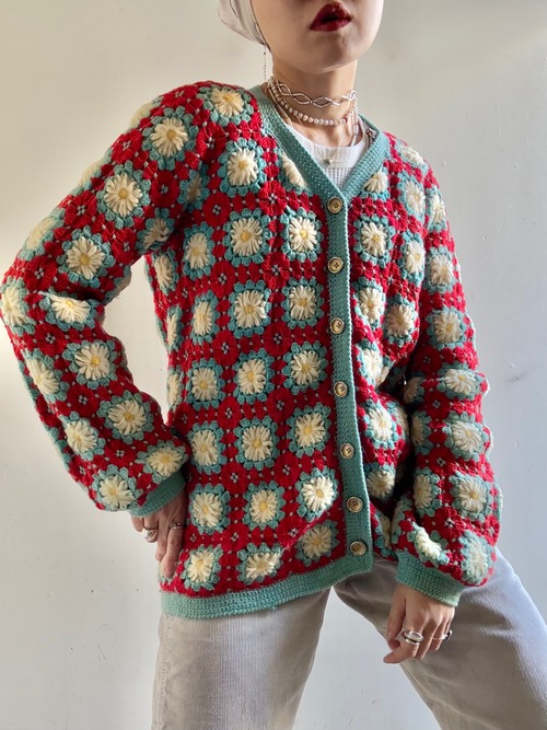 60-70s Vintage Granny Knit Cardigan