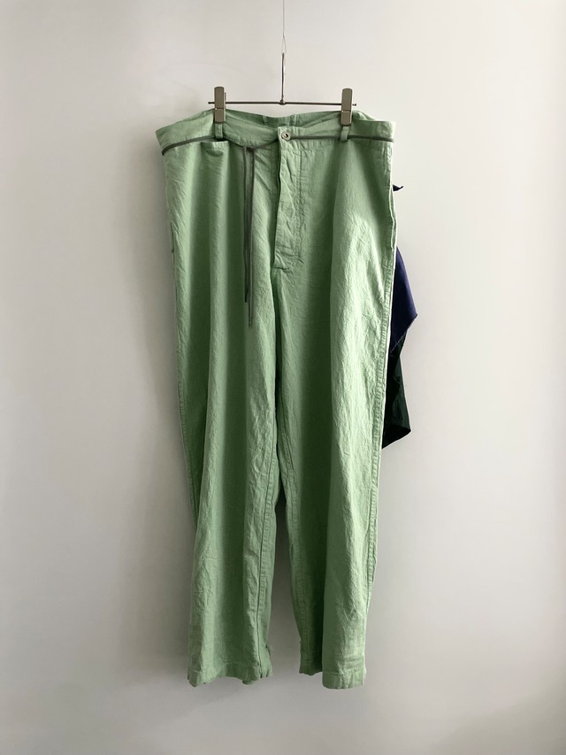 pre-fix cotton linen bourgeron pants with bandana - lime garment dyed