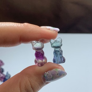 23.ペアセット・可愛いフローライトねこちゃん