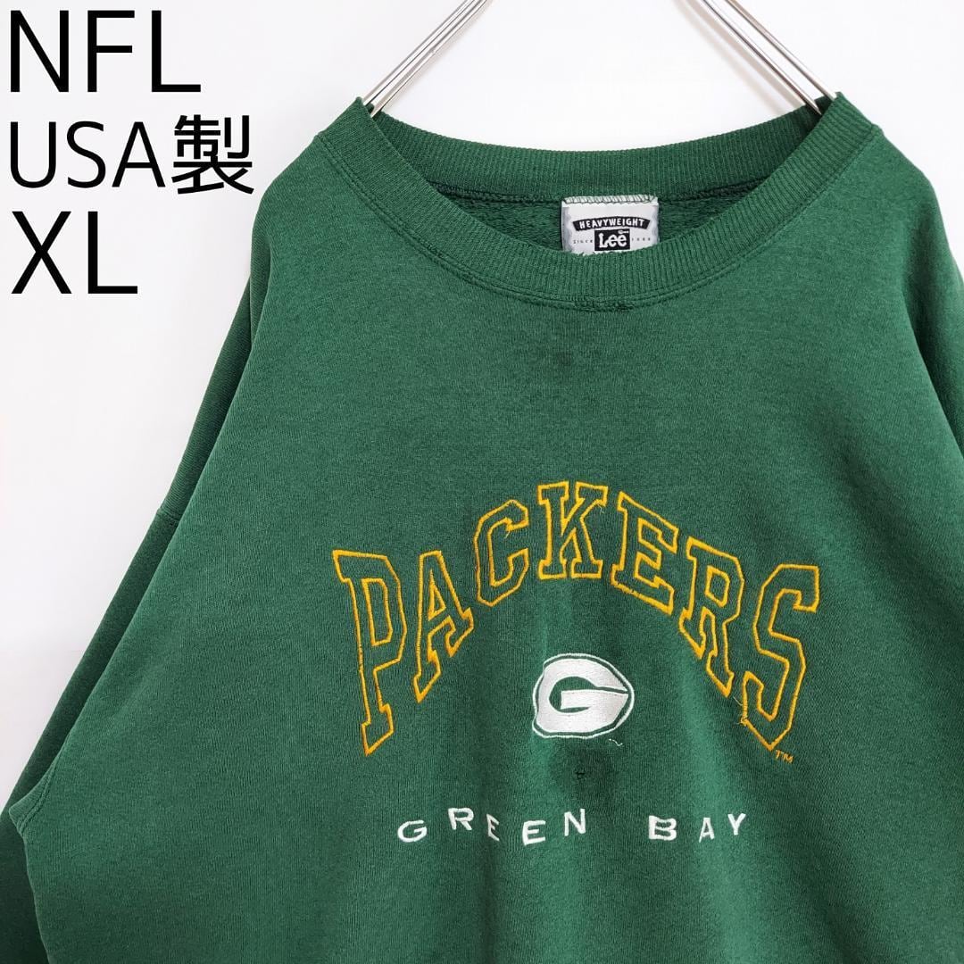 LEE NFL パッカーズ 刺繍ビッグロゴスウェット USA製 XL 緑 黄色-