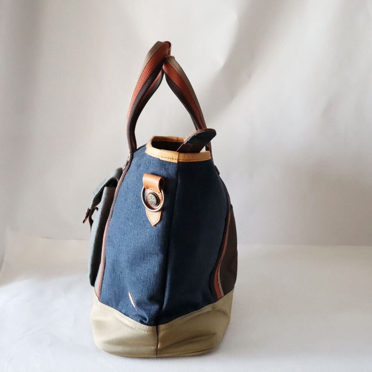 ショルダートートバッグ / Hemp cotton Shoulder tote bag  / ヴィンテージ マリン