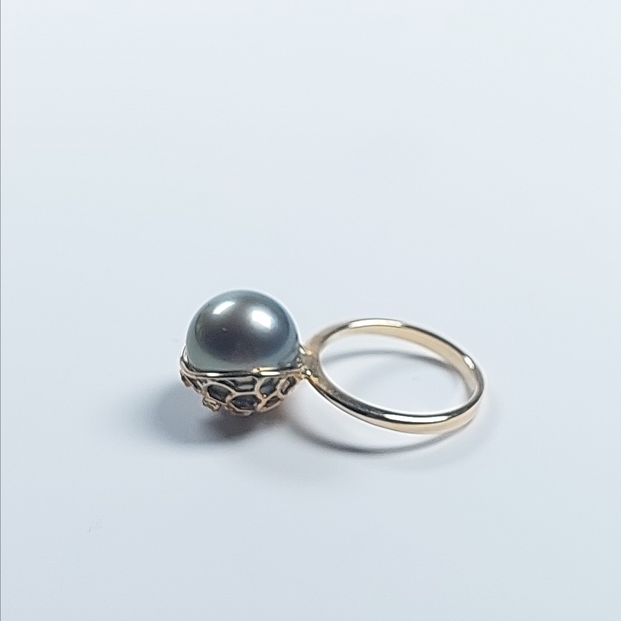 K18 Utopara Tahitian Pearl, Brown Diamond Ring
