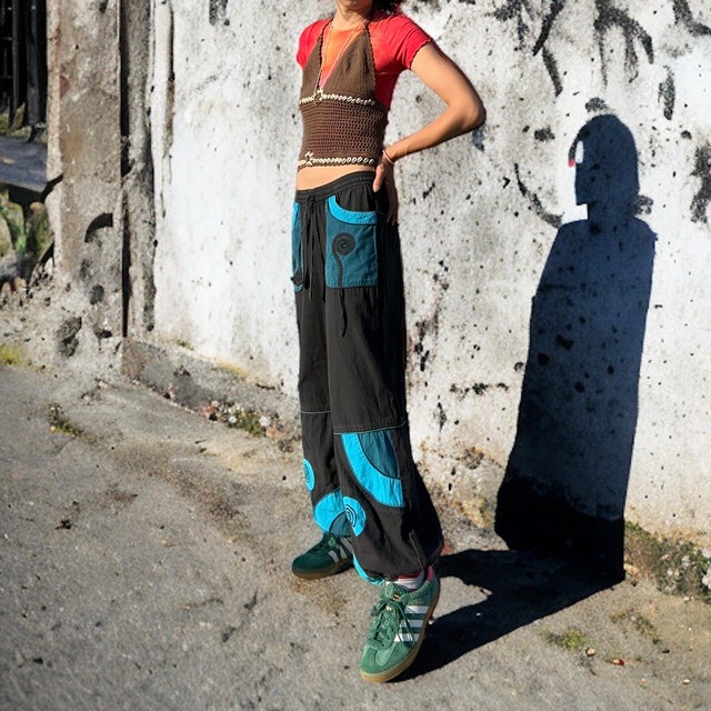 【LADIES】contrast design easy pants