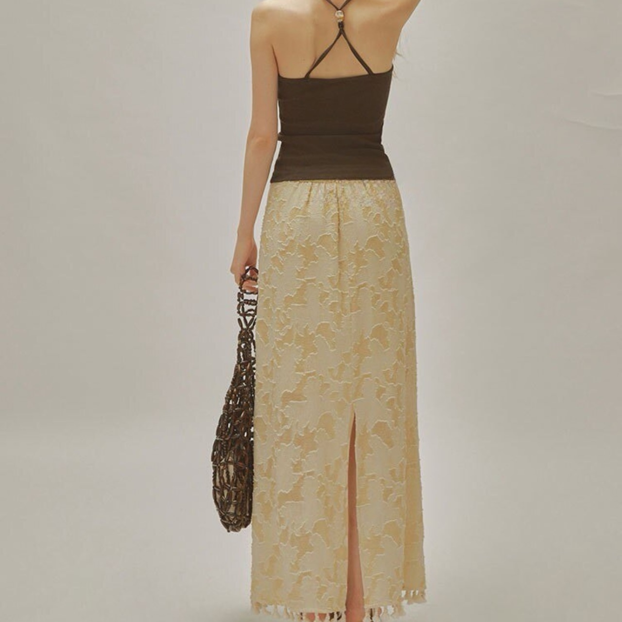 Snake Pattern Tassel Long Skirt  T4627