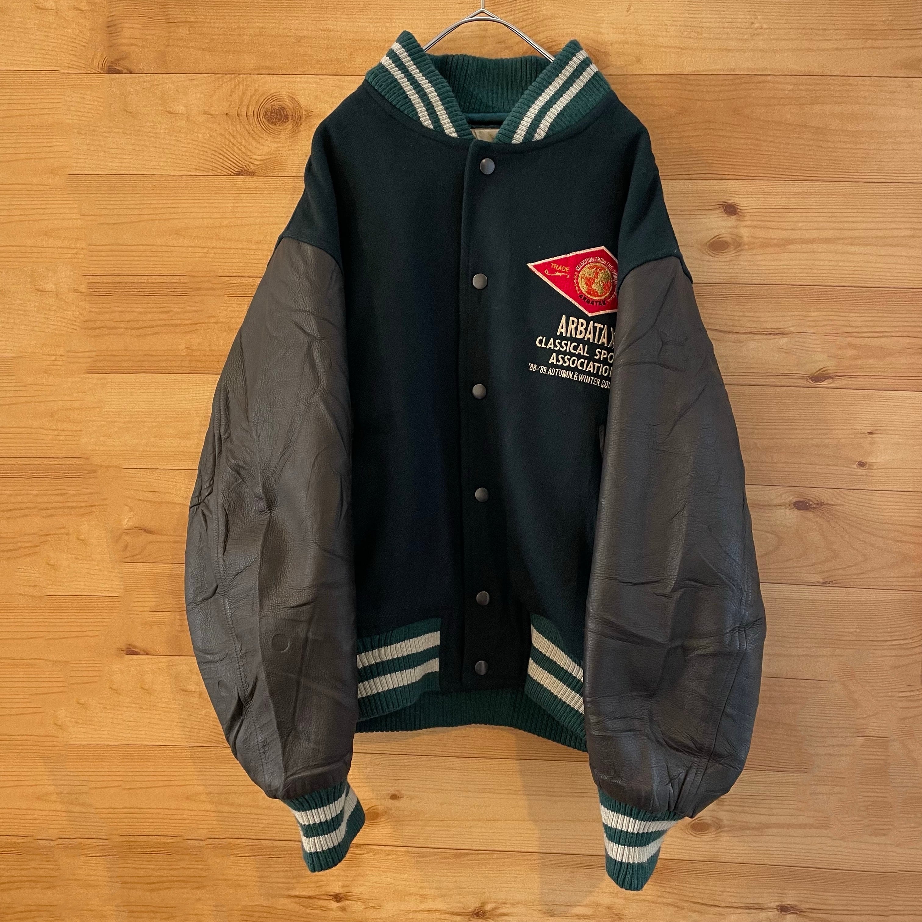 ARBATAX】80s 90s 日本製 ビンテージ スタジャン 袖レザー バックロゴ 