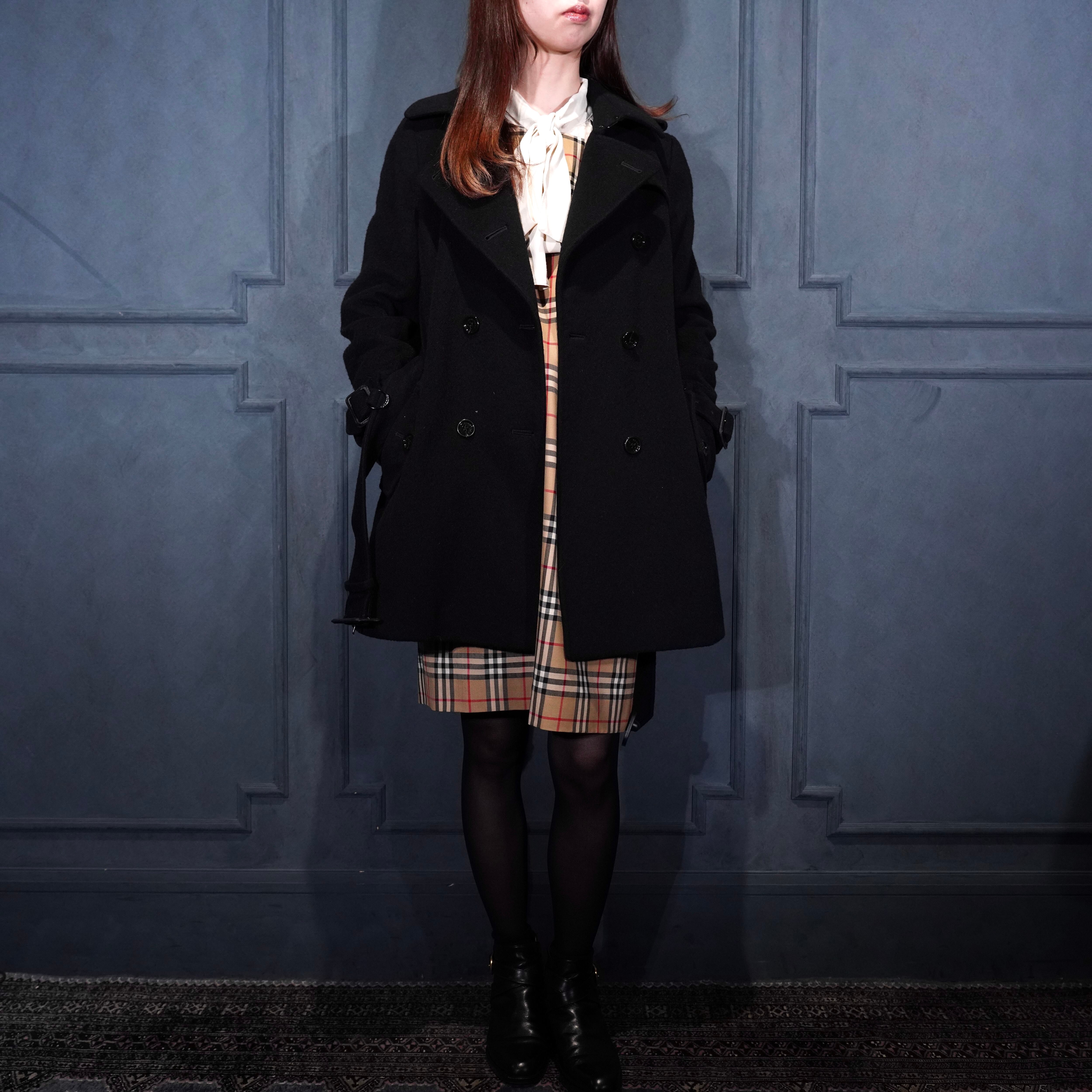 BURBERRY LONDON ANGORA BREND WOOL BELTED TRENCH COAT/バーバリー