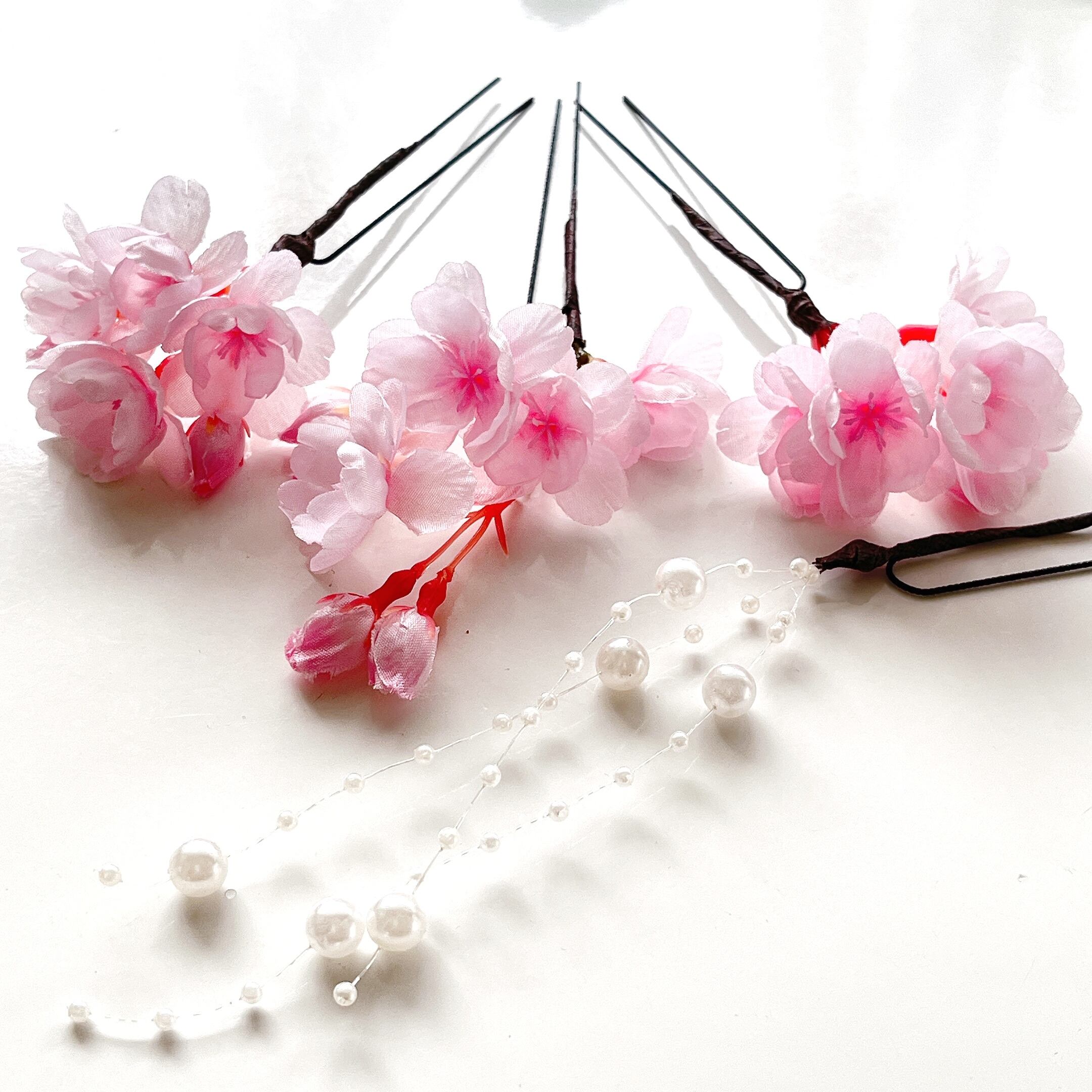 可憐なミニ桜・Uピン髪飾り】桜のヘアアクセサリーセット | ブルーブラン