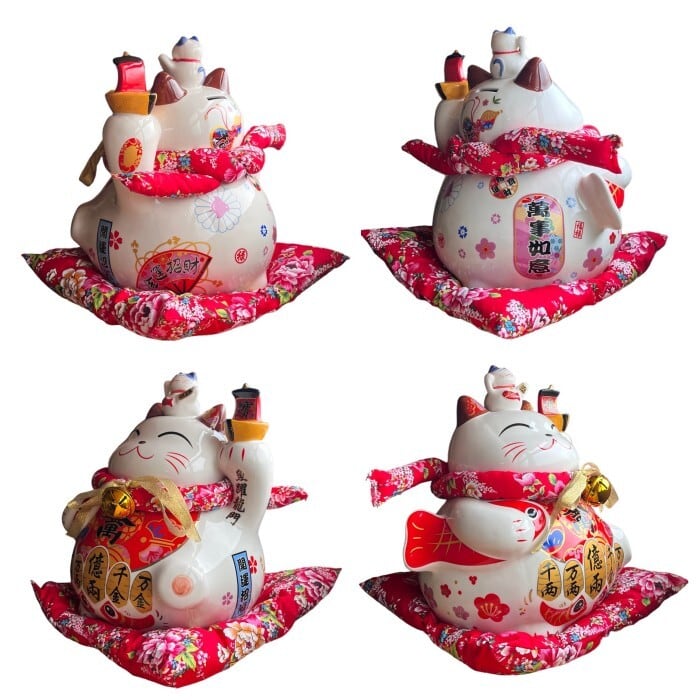 招き猫 魚踊龍門 金運招財 萬事如意 開運招福 AU24018 大願成就 招福