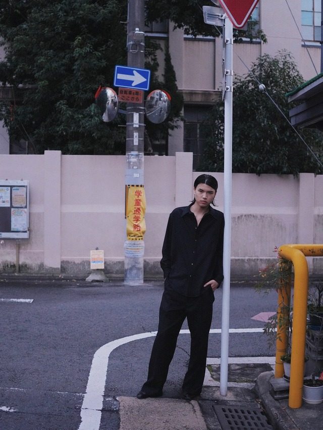 Ex. SASAKI SATORU single tuck wide trousers / Black