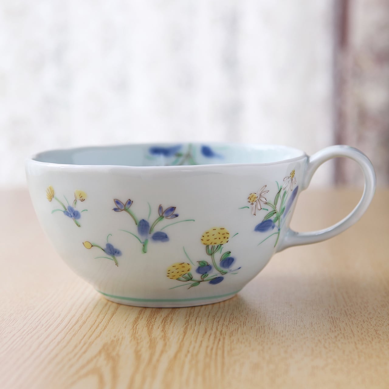 うつわ藍水　蓋物　お花　ブルー 藍水 草花 カフェボール うつわ藍水（波佐見焼） | にっこう生活館