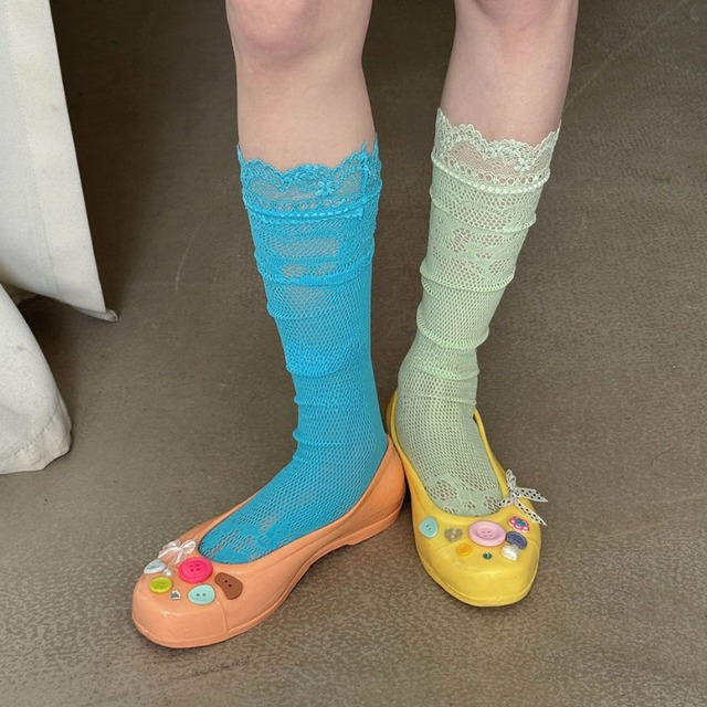 mesh lace design color socks【9color】  e2043