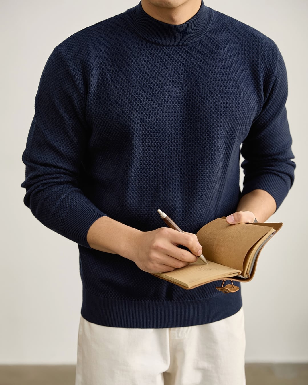 モックネック ロングスリーブニット 6色 A0016