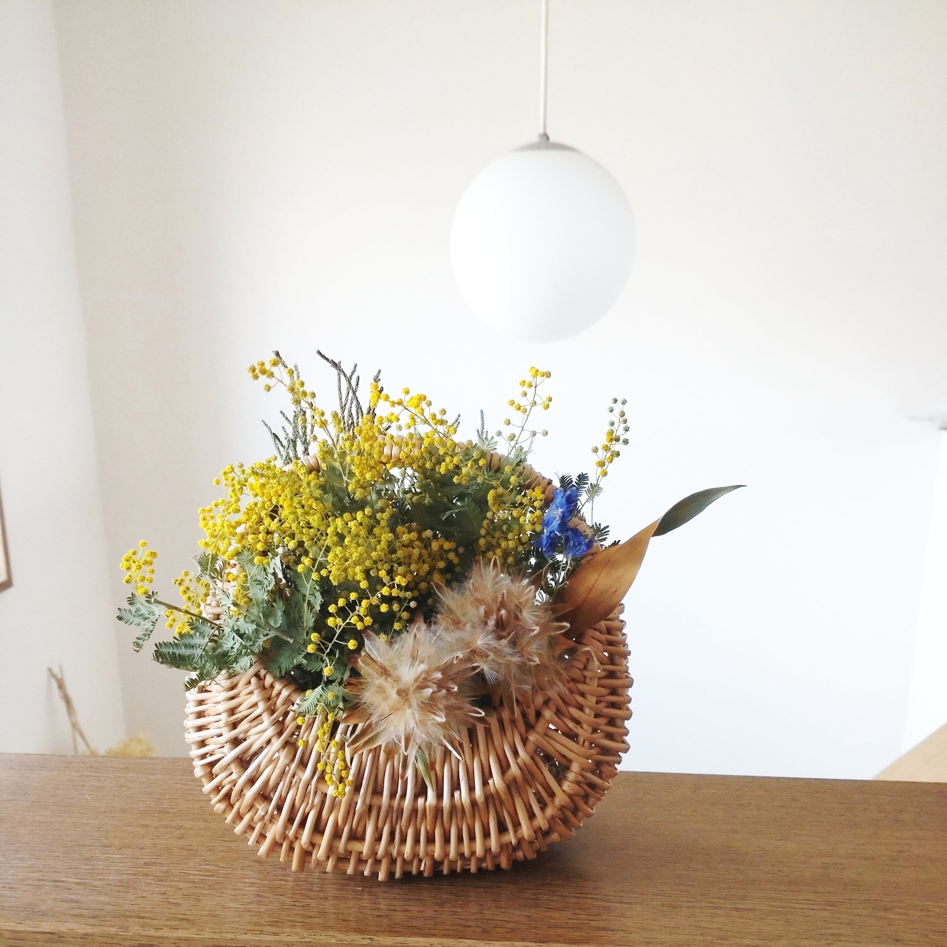 ミモザドライフラワーバスケット＊ | cocoshop