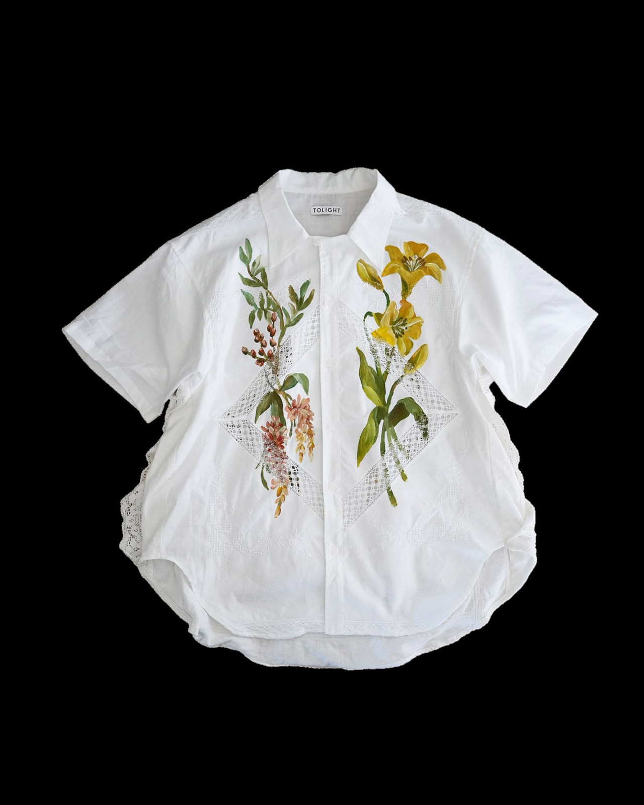 lace open collar shirt yellow lily