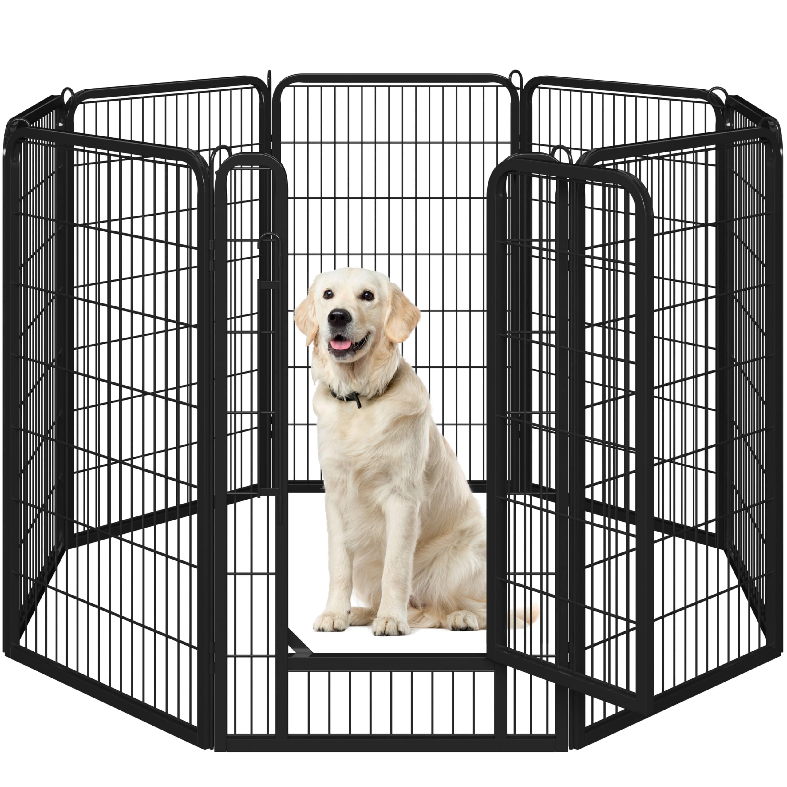 【努力特価】Yaheetech ペットサークル 大型犬用 高さ120cm超大型犬用 全成長期使用可 スチール製 組立簡単 折りたたみ式 パネル8枚 複数連結可能 ペットフェンス 大型犬 ゲージ (ブラック 高さ120cm-8枚)