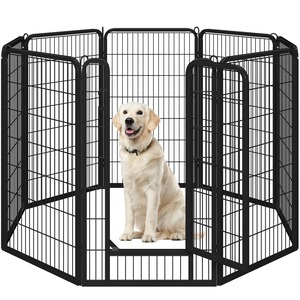 【努力特価】Yaheetech ペットサークル 大型犬用 高さ120cm超大型犬用 全成長期使用可 スチール製 組立簡単 折りたたみ式 パネル8枚 複数連結可能 ペットフェンス 大型犬 ゲージ (ブラック 高さ120cm-8枚)