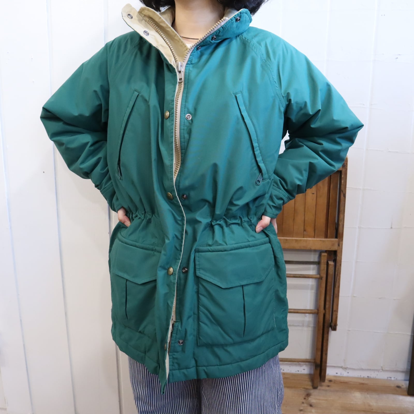 L.L.Bean green×beige maine warden's parka jacket [l-4435