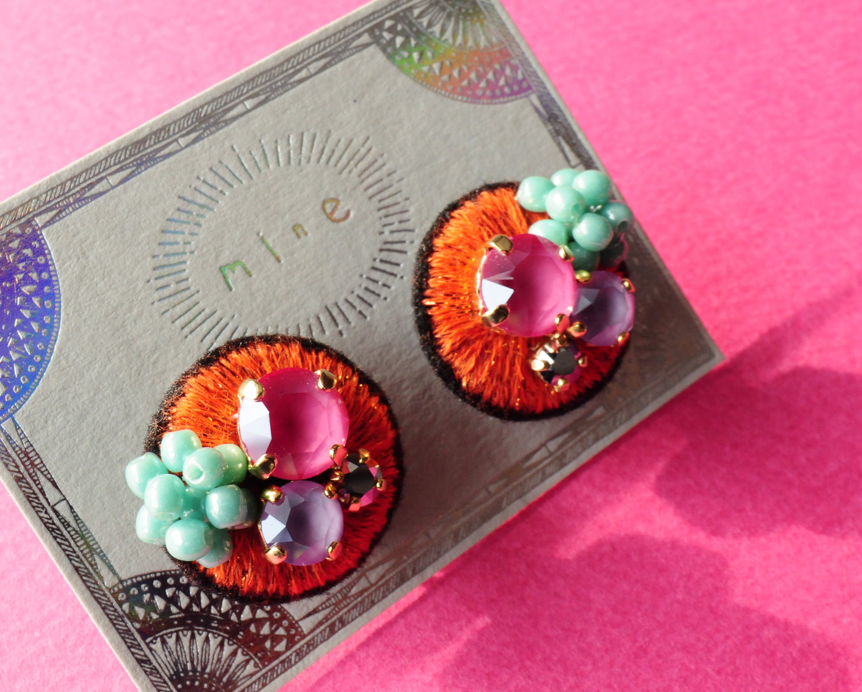 ＜Stella～遊び好きの星～＞刺繍ピアス「 ジュエルJewe/レトロガーデンRetro Garden 」