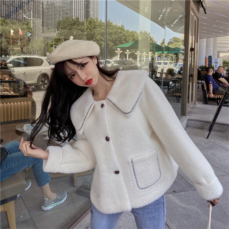 トレンド感たっぷり!通勤する イミテーションミンク ファーワン ギャザリング コート エレガント