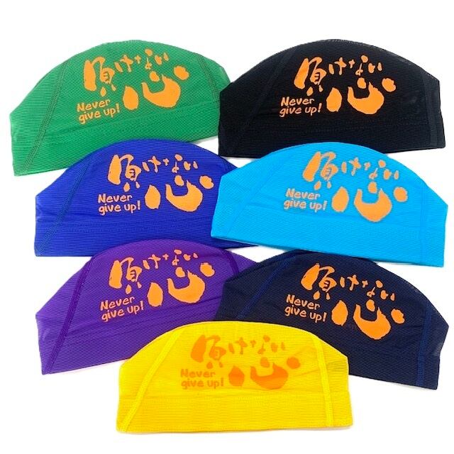 プリントメッシュキャップ【負けない心】水泳帽 水泳 帽子 競泳