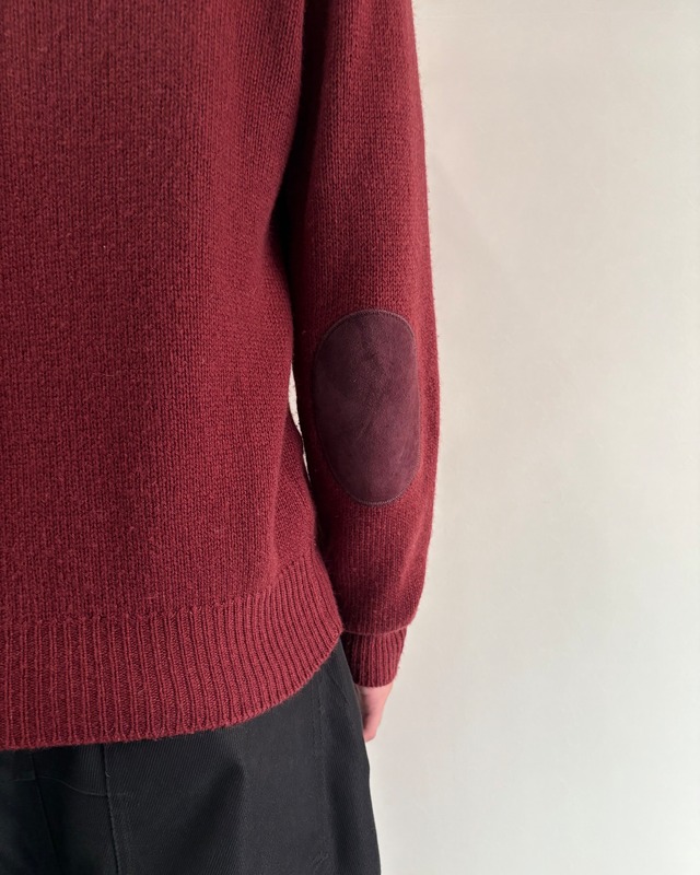【PRADA】leather elbow patch cardigan
